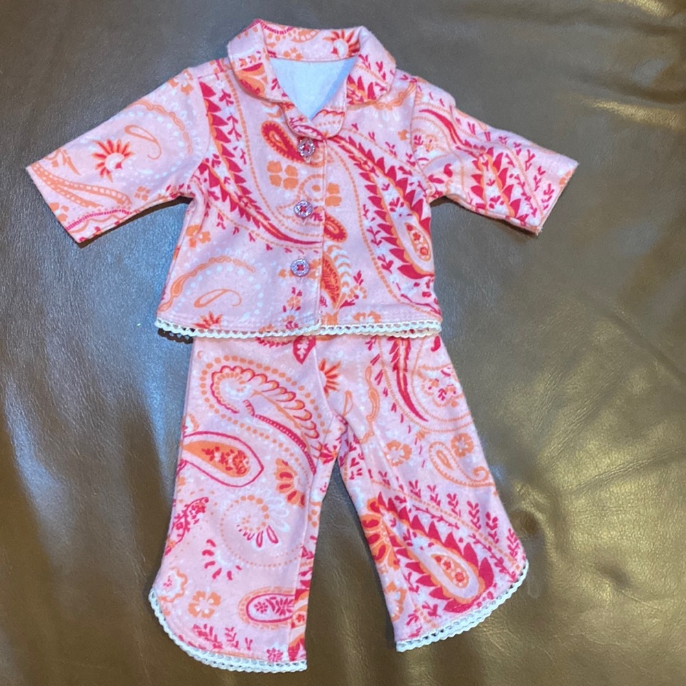 Doll pajamas (2 sets) and sleeping bag